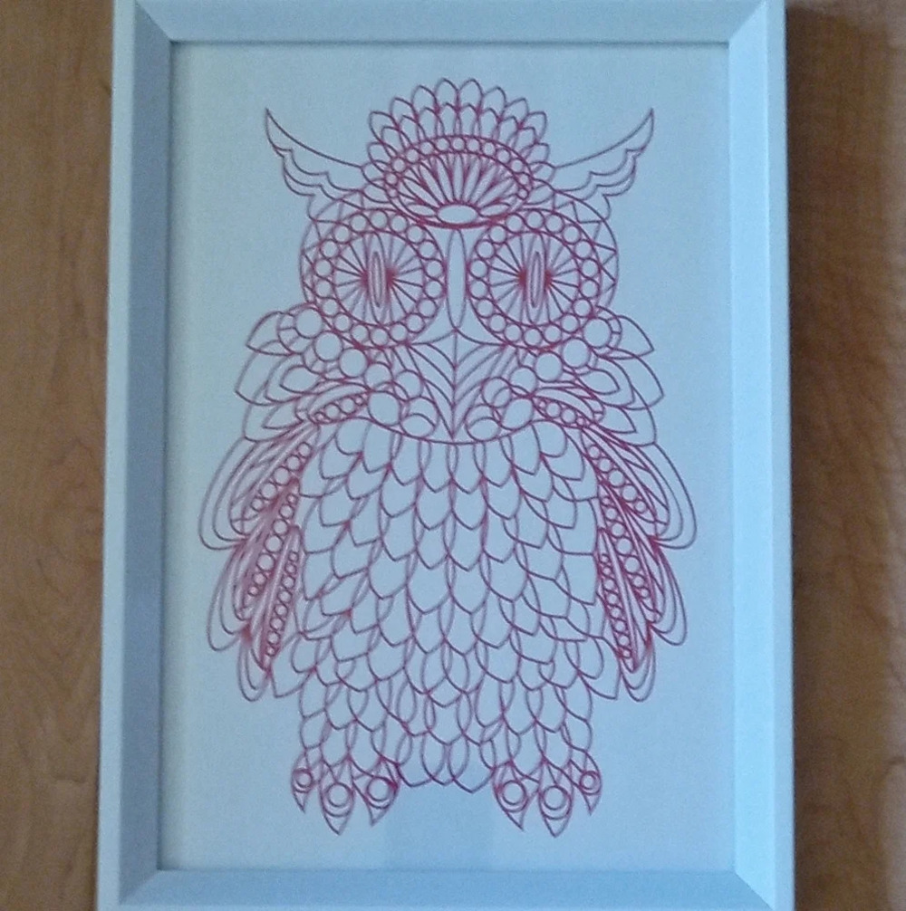 Geometric owl wall hanging in EUC
